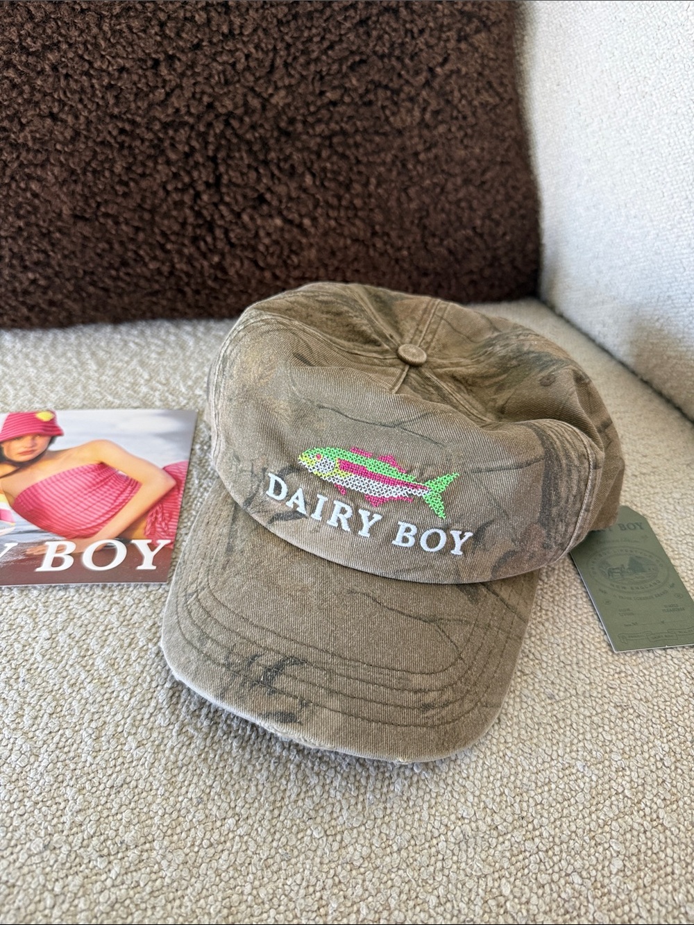 Dairy Boy Olive Green Embroidered Cap